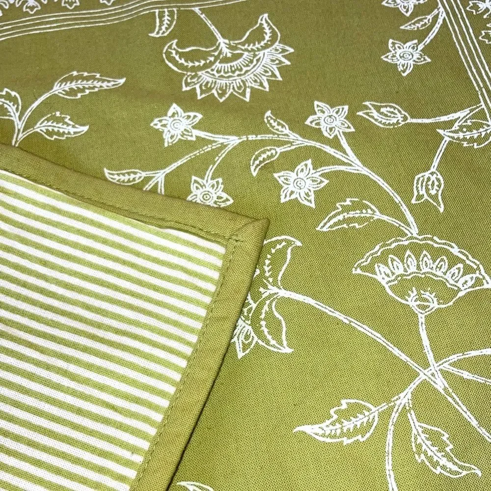 WORLD MARKET Elegant Floral Placemats Green and White 100% Cotton Set of 2